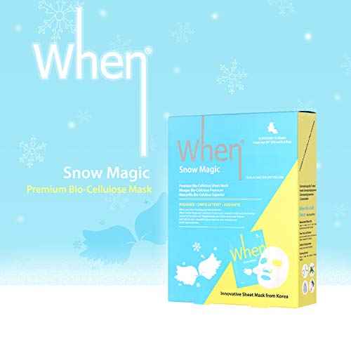 Radiance Bio-Cellulose Facial Sheet Mask - When Beauty Snow Magic Face Premium Korean Skincare Fine Line Wrinkles Reduce Intensive Hydration Soothing Protection (12 pcs set)