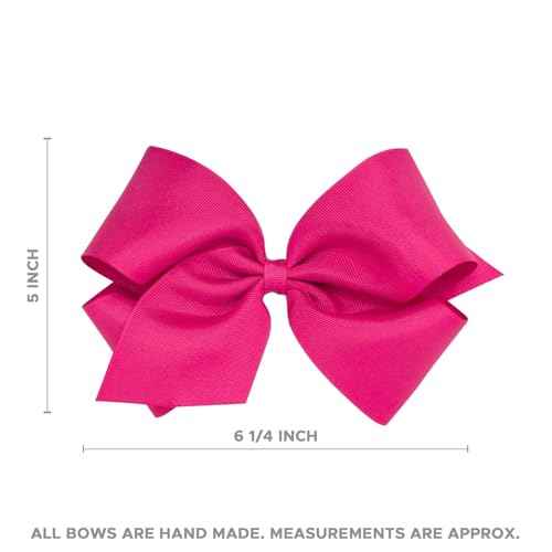 Wee Ones Girls' Toddler Christmas Holiday Embroidered Moonstitch or Printed Grosgrain Hair Bows on WeeStay no-slip clip, King, Red Santa Stitch
