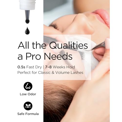 BEYELIAN Sensitive Eyelash Extension Glue 0.17fl.oz/5ml / 0.5Sec Drying Time/Retention ? 7-8 Weeks/Black Adhesive/Hypoallergenic Formaldehyde-Free Lash Extension Glue for Professional Use Only