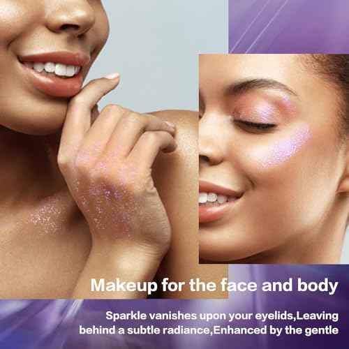 LANGMANNI Holographic Body Glitter Gel for Body, Face, Hair and Lip.Color Changing Glitter Gel Under Light. Vegan & Cruelty Free-1.35 oz (2# Sparkling Pink)