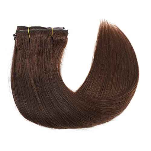 Clip in Hair Extensions Real Human Hair 9pcs 130g Dark Brown Hair Extensions Straight Natural Soft Human Hair Extensions Thick Remy Straight Clip in Hair Extensions 18inch Dark Brown