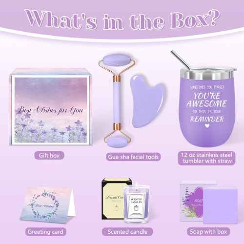 Gifts for Women, Spa Self Care Get Well Soon Gifts with Gua Sha Facial Tools, Thank You Gift for Wife, Coworkers, Friends, Gift Basket for Birthday Anniversary, Mother's Day, Thanksgiving, Christmas