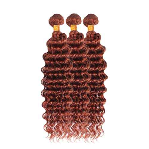 Color #33 Reddish Brown Bundles Human Hair Deep Wave 3 Bundles 32 32 32 Inch Unprocessed Brazilian Virgin Remy Copper Red Deep Curly Bundle Human Hair Extensions