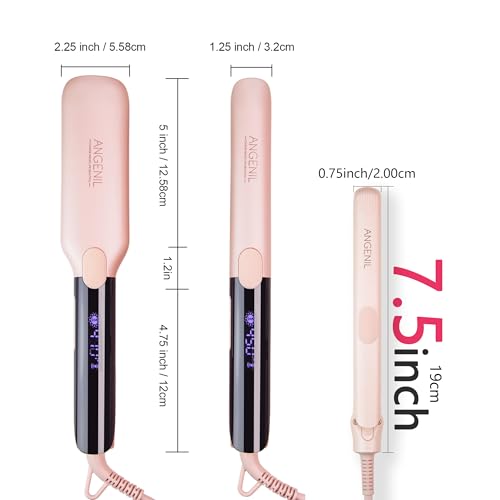 ANGENIL Mini Hair Straightener Flat Iron for Short Hair | 0.7 Inch Ceramic Dual Voltage Hair Straightener | Small Flat Iron Edges | Silicone Heat Resistant Design | Fast Heating to (280¢µ- 320¢µ -380¢µ)