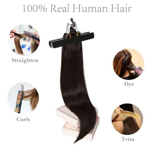 FoxFace Clip in Hair Extensions Real Human Hair, Thick Extensions from Root to Tip, Natural Hair Clip Ins, Dark Brown, 22 Inch 120g 7Pcs