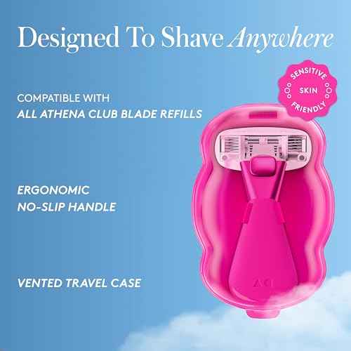 Athena Club Women's Mini Travel Razor - Trial Size - Super Pink - Durable Aluminum Protective Travel Case for Women¡¯s Razor - Compact - Rust-Free - TSA Friendly