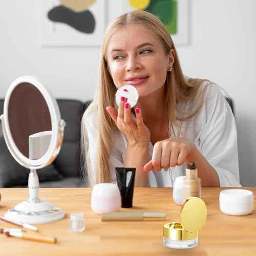 6 G Loose Powder Containers with Puff, Empty Makeup Powder Container, Reusable Plastic Powder Case Mini Powder Compact DIY Makeup Powder Case with Mirror