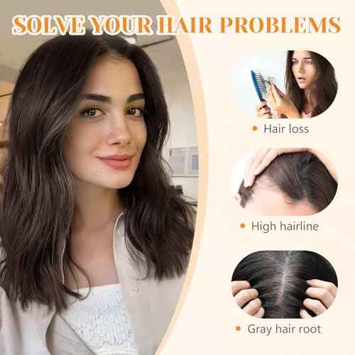 Benehair 12 Inch Hair Toppers For Women Real Human Hair 150% Density 4 * 4.7'' Hand Made Lace Base 100% Remy Human Hair Wiglets Toppers for Thinning Hair No Bangs Ombre Bleach Blonde