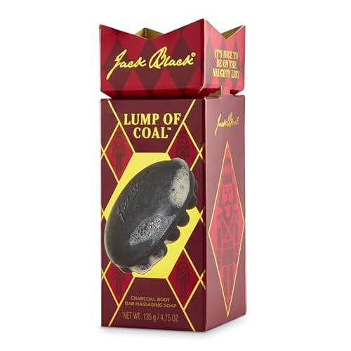 Jack Black Holiday Lump of Coal - Charcoal Body Bar Messaging Soap - Multitasking Body Bar, Jojoba and Seaweed Extract, Exfoliates Skin, Relieves Muscle Tension, Softer Skin, Deodorizes (Gift Set)