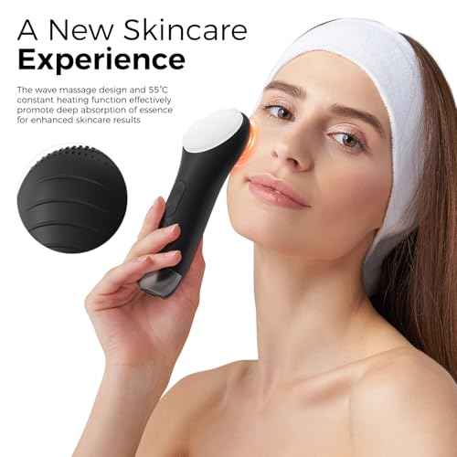 Facial Cleansing Brush Electric Face Scrubber - Rechargeable Face Cleansing Brush with 4 LED Gentle Light Silicone Heat and Vibration Exfoliator Massage Deep Cleansing,IPX7 Waterproof,Ideal Gift