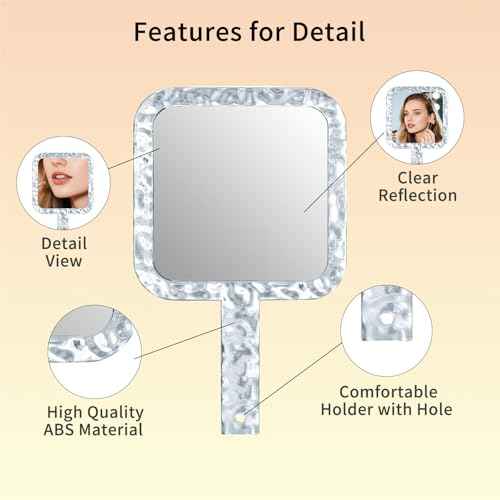 Famihomii Handheld Mirror with 1X/7X Magnification, Dual-Sided Magnification Hand Mirror, Hand Mirror with Handle, 10" x 6.1", Lightweight & Durable, Portable & Hangable for Makeup, Shaving - Clear