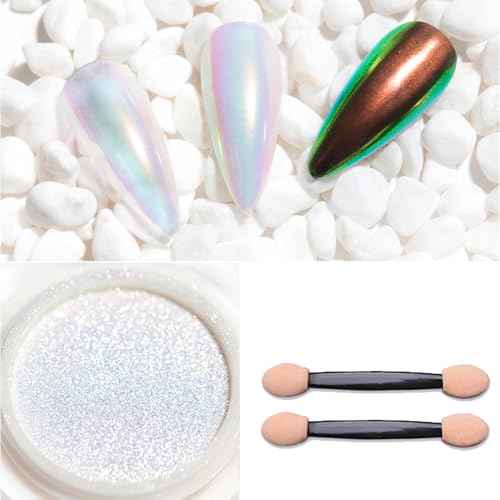 Pretty Diva 0.3g Mermaid Unicorn Chrome Nail Powder, Aurora Iridescent Chrome Powders for Nails, Mermaid Powder for Nails Chrome Mica Powder Manicure Pigment (Unicorn, 0.3g)
