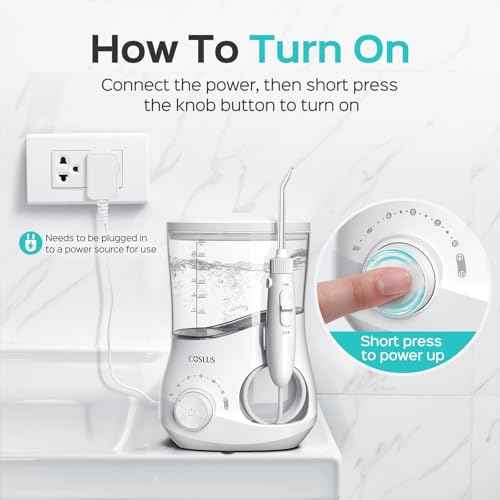 COSLUS Professional Water Flosser for Teeth: 12 Pressure Settings Electric Dental Pick for Tooth Cleaning, Sensitive Gums, Braces, Oral Care - Home Use, ??4 Jet Tips for Multiple Users, Family, White