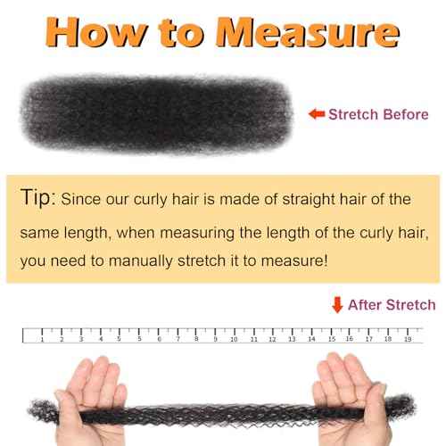 Afro Kinkys Bulk Human Hair 20Inch 60g/pack 100% Natural Black Human Hair For Making Micro Locs, Twists, Braids, Dreadlocks Extensions, Locs Repair, Crochet Braiding Hair