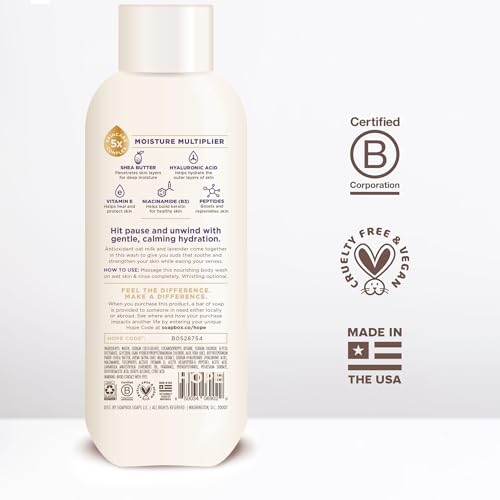 Soapbox Body Wash, Oatmilk & Lavender Liquid Body Wash, Moisturizing Soap with Shea Butter, Vegan Duo Pack of 2 Soap Bottles, 20oz Each