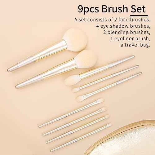 Natural Hair Makeup Brush Set Professional, Fox Hair Makeup Brushes Set with Case by Luxury ENZO KEN, Gold Cosmetic Brushes Makeup Set, Natural Makeup Brushes, Natural Bristle Makeup Brushes.(Cloud)