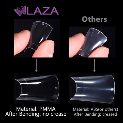 Laza 600pcs Long Duck Nail Tips 12 Sizes Box-packed Clear Duck Nails Half Cover Wide Nail Tips French False Nail Tips for Acrylic Nails Extension Tips ? 41MM