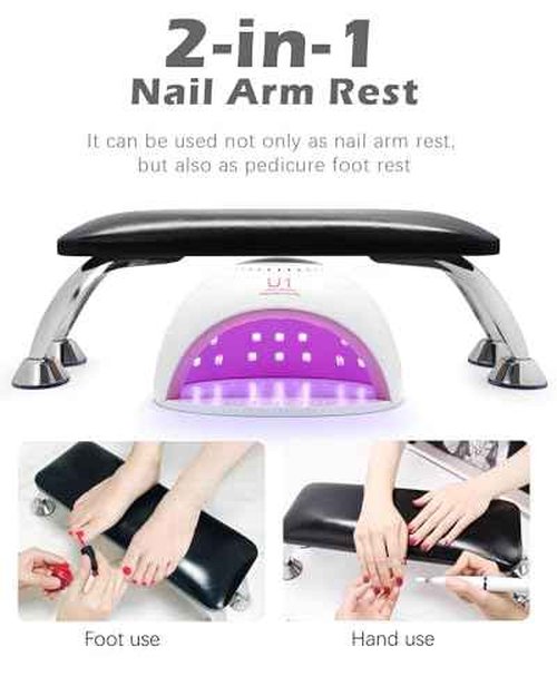 Nail Arm Rest Cushion, Big Nail Arm Rest for Nail Tech, Professional Nail Hand Rest Pillow Stand Manicure Hand Rest Spa Salon Foot Hand Arm Feet Leg Rest (Black)
