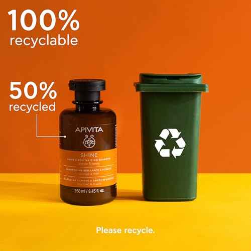 Apivita Shine Shampoo |Shine & Revitalizing Shampoo with Orange & Honey, Silicone-Free, 250 mL / 8.45 oz