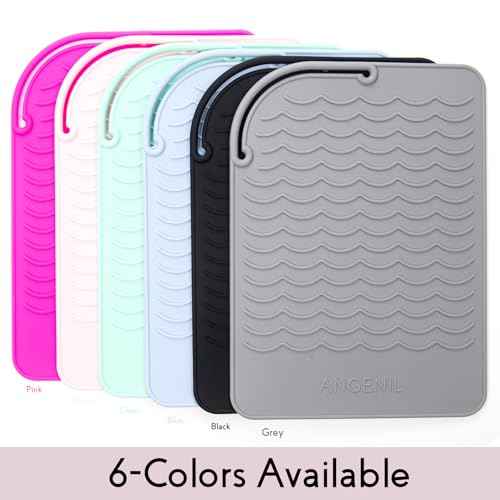 ANGENIL Silicone Heat Mat for Hair Tools - Flat Iron and Curling Iron Mat Heat Resistant for Counter, Heat-Resistant Flat Iron Travel Essentials Case, Vanity Organizer, Grey, Normal Size 9" x 6.5"