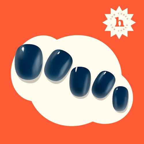 heyhae Semi Cured Gel Nail Strips | No LED Lamp Needed | Fall, Navy, Solid, Jelly | Easy Apply & Remove, Salon Quality | Includes 28 Strips, 1 Prep Pads, Nail File & Wooden stick - Hey, After Dark