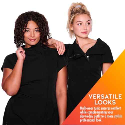 Colortrak Limitless Bleach Proof Work-and-Play Tunic, Hair Repellent, Pill Resistant, Moisture-Wicking 4-Way Stretch Breathable Fabric, Size Large, Black