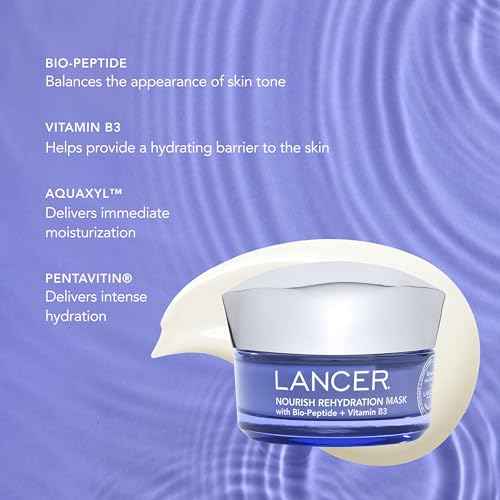 Lancer Skincare Nourish Rehydration Moisturizing Face Mask with Bio-Peptide and Vitamin B3, 1.7 Ounces