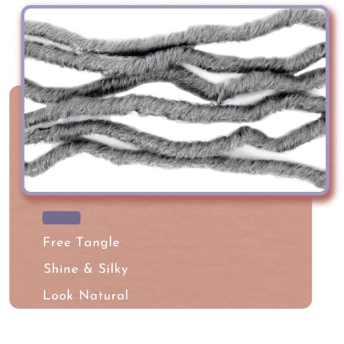 BOHOBABE Faux Locs Crochet Hair 14 Inch, Grey Boho Soft Crochet Locs with Curly Ends, Short Bohemian Goddess Locs Crochet Braids for Black Women (6 Packs, Gray)