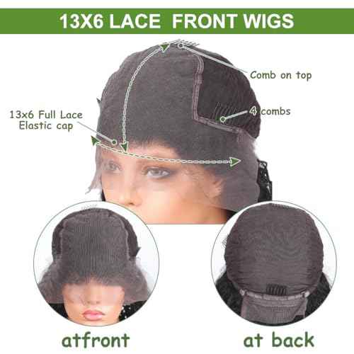 30 Inch 13x6 Deep Wave Lace Front Wigs Human Hair 180% Density Curly Human Hair Wigs Pre Plucked Jerry Curly Wigs Human Hair for Women Natural Black