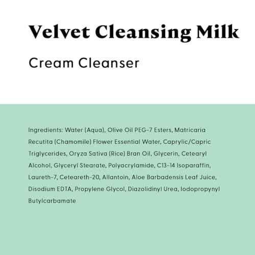 Stratia Velvet Cleansing Milk - Gentle Cream Face Cleanser, Moisturizing & Non-Foaming with Chamomile, Olive Oil & Aloe Vera, 16 Fl Oz