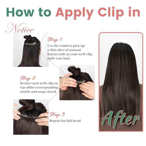 JESSBO Clip in Hair Extensions Real Human Hair Natural Black 16 Inch 120g 7pcs Seamless Invisible Double Weft Natural Straight Clip in Hair Extensions Human Hair for Woman (16 Inch #1B)