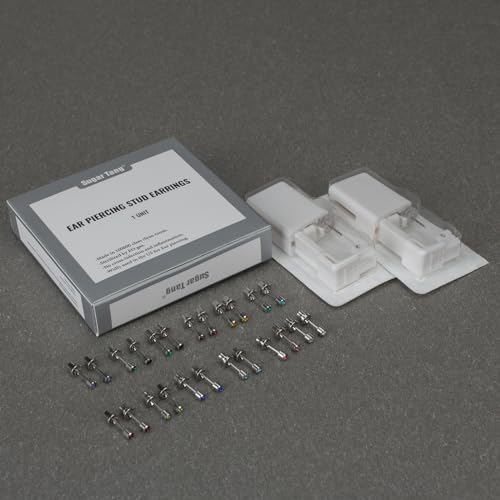 Ear Piercing Kit, Disposable Ear Piercing Gun Kit, 316L Surgical Stainless Steel 4mm Prong Set Cubic Zirconia Stud, At Home Self Ear Piercer Kit with Birthstone Earrings Stud (Amethyst)
