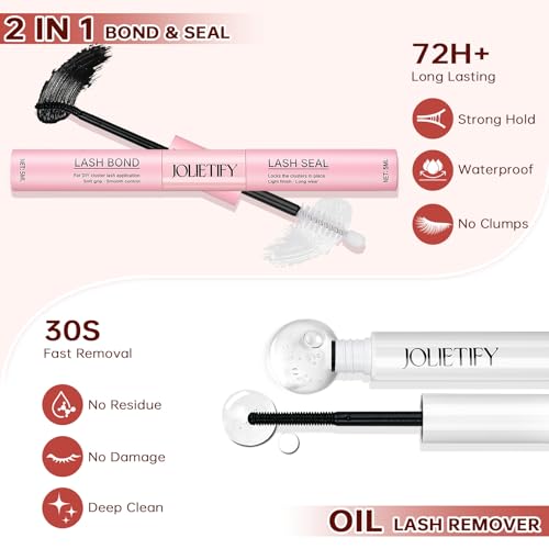 Lash Extension Kit, Natural Look, DIY Faux Mink Cluster Lashes 8-16mm, TwinkleUp, Soft & Fluffy, Waterproof Bond & Seal, Reusable Individual Lashes with Tweezers & Remover, Easy to Apply