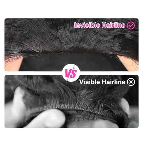 BGM GIRL Kinky Straight 3 in 1 Half Wig Human Hair Glueless Wear and Go No Lace Flip Over Wig With Adjustable Drawstring 180 Density Natural Look Wig For Women 18 Inch