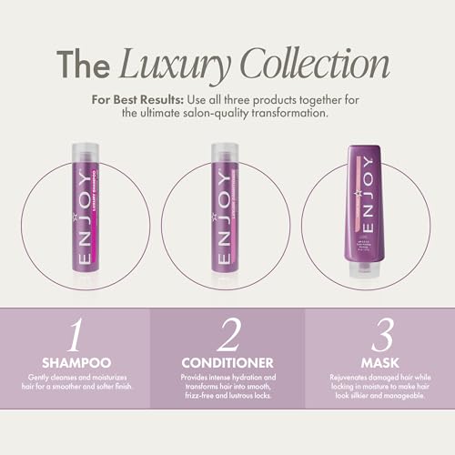 Enjoy Luxury Shampoo & Conditioner- Eliminates Frizz Cleansing Moisturizing Smoothing - Sulfate Free For Thick Coarse or Curly Hair (10.1 Fl Oz)