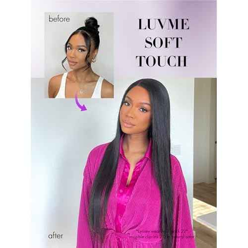 LUVME Invisible Clip in Hair Extensions Silky Straight Real Human Hair, Remy Hair Clip ins for Women, Natural Human Hair, 24 inch 110g 6Pcs, Natural Black