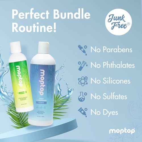 MopTop Sulfate Free Shampoo and Conditioner ? Curly Hair Natural Shampoo and Conditioner Helps Restore Dry Damaged Hair & Reduce Frizz, Paraben Free Natural Hair Products for All Hair Types (2pk)