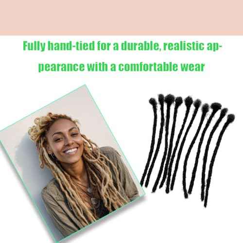 100% Human Hair Dreadlocks Handmade Locs Samll Size 0.4cm Width Pencil Size 60 per Bundles Natural Black #1B 6inch