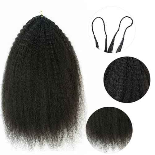 Kinky Straight Feather Crochet Hair Braid Human Hair Extensions Knotless Pre-Separated Crochet Hair Extensions Human Hair Natural Color 16inch 120g