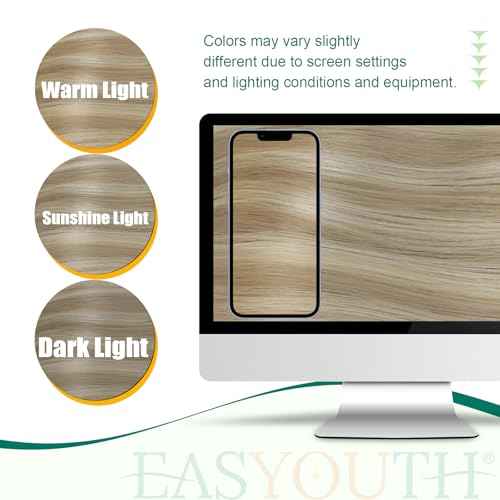 Easyouth Ponytail Extension Human Hair Blonde Pony Tails Hair Extensions Golden Blonde Highlighted Blond Wrap Around Ponytail Extensions for Women 12 Inch 70g