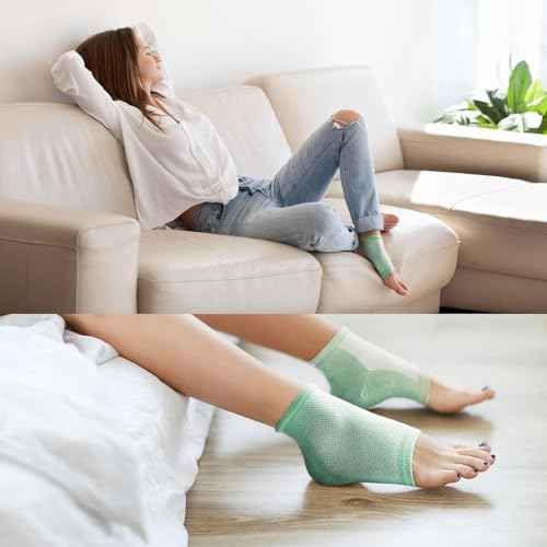 Moisturizing Heel Socks for Cracked Heel Treatment - Promifun 2 Pairs Moisturizer Socks - Heel Socks for Dry Cracked Feet - Cracked Heel Repair - Heel Socks for Women & Men (Green)