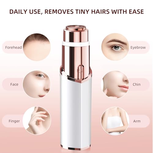 Facial Hair Removal for Women, Portable Lady Shaver, Rechargeable Painless Hair Remover for Face, Upper Lips, Chin, Peach Fuzz