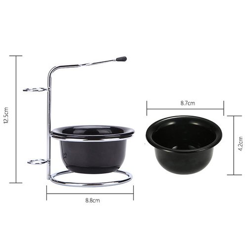 luzen Stainless Steel Shaving Bowl and Brush Stand, Professional 2 in 1 Shaving Stand Bowl Shaving Razor Brush Holder Grooming Tool Shaving Kit for Men
