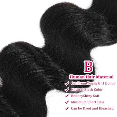 Human Hair Bundles Body Wave Bundles Human Hair 20 22 24 Inch 12A Grade 100% Unprocessed Brazilian Virgin Hair Body Wave 3 Bundles Deals Real Human Hair Extensions For Black Women Natural Black