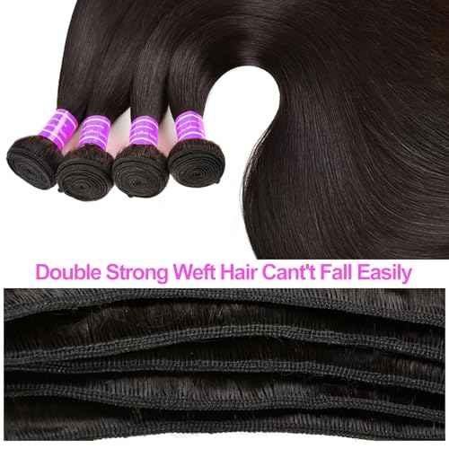 12A Human Hair Bundles Straight 28 28 28 Inch Brazilian Straight Human Hair for Women 100% Unprocessed Virgin Straight Hair Bundles Deals Hair Extensions Natural Color