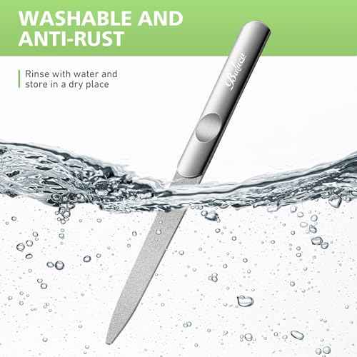 BALUCA Stainless Steel Diamond Nail File for Natural Acrylic Nails, Double Sided Metal Fingernail Toenail File for Women, Durable and Efficient Nail Care Tool