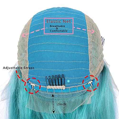 Guanyuhair Pre-plucked Short Bob Human Hair Lace Front Wigs Glueless Silky Straight 150% Full Density #Light Blue Free Part Bob Wigs For Black Women(12inch, Light Blue)