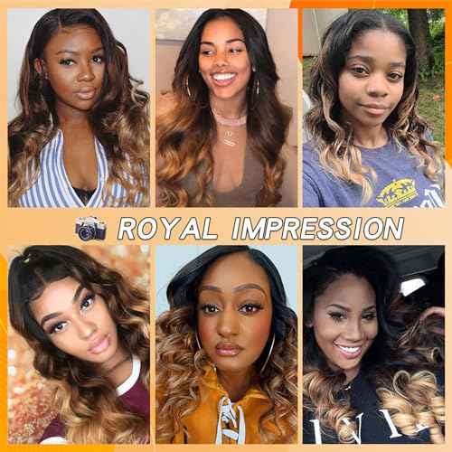 12A Grade Ombre Body Wave Bundles Human Hair (T1B/30/27,16" 18" 20") Brazilian Ombre Brown Body Wave Human Hair 3 Bundles 100% Real Unprocessed Virgin Remy Hair Quick Weave