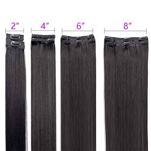 Yaki Straight Clip in Hair Extensions Real Human Hair Affordable12 Inch Yaki Straight Clip ins Human Hair Brazilian Virgin Hair clip on Hair Extensions 18Clips Per Set 120G