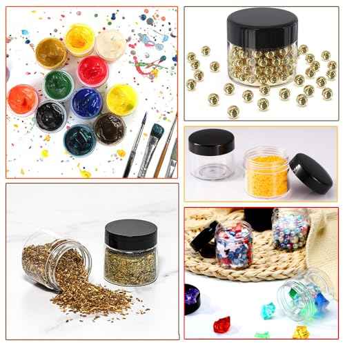 12 Pack 4 oz Plastic Cosmetic Containers With Gold Lids Refillable Clear Empty Travle Jars Containers for Body Butter,Sugar Scrubs,Cream,Lotions,Candy, Label&Spatulas